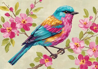 Rainbow Songbird & Blossoms
