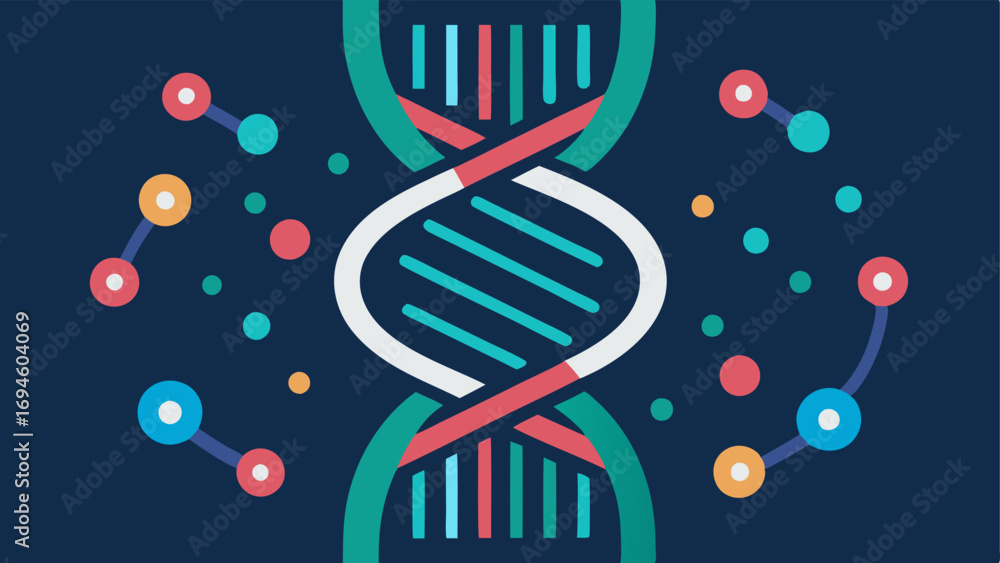 Aufkleber ai and genetic data a dna helix intertwined with circuit patterns and digital nodes representing ais