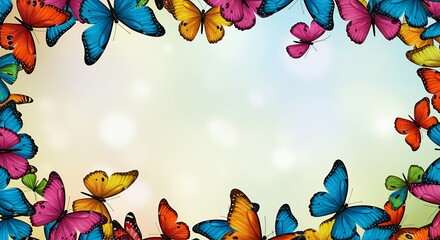 Colorful butterfly frame decorative design with copy space for text or graphics