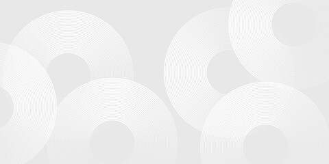 White abstract glowing geometric lines on gray background. Modern shiny blue circle lines pattern simple