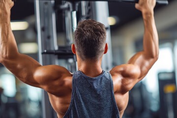 Lat Pulldown Machine Exercise: Fitness Athlete Working Out for a Healthy Back