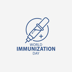 The flat design concept for World Immunization Day poster focuses on simplicity, elegance, and ease of recognition. Vector Sign for Banner, Logos, Labels and Icons.