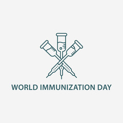 The flat design concept for World Immunization Day poster focuses on simplicity, elegance, and ease of recognition. Vector Sign for Banner, Logos, Labels and Icons.