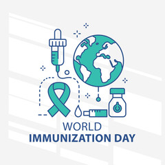 The flat design concept for World Immunization Day poster focuses on simplicity, elegance, and ease of recognition. Vector Sign for Banner, Logos, Labels and Icons.