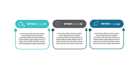 Vector Infographic label design template with icons and 3 options or steps. Can be used for process diagram, presentations, workflow layout, banner, flow chart, info graph.