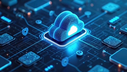 Illustration of cloud based mobile device management connecting various gadgets via encrypted signals. Represents secure network infrastructure, data synchronization, system administration in tech