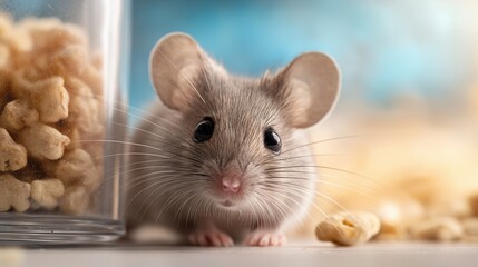 Fototapeta premium Cute Mouse Surrounded by Snack Treats