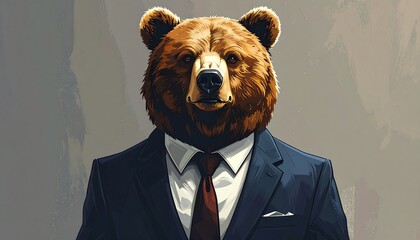 Bear in a suit, portrait style