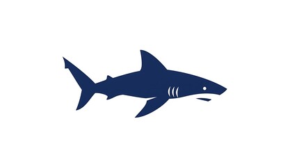 Obraz premium Stylized Dark Blue Shark Swimming Illustration