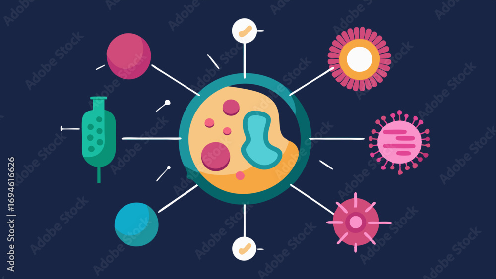 Poster exosome composition a scientific view of an exosome labeled with parts like lipids proteins and rna 
