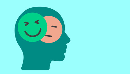 Positive thinking and mental health concept, positive and negative mind, different mind emotions