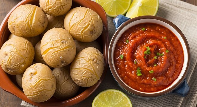 Canarian wrinkled potatoes mojo.