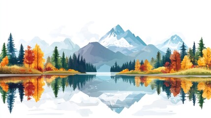Autumn mountain lake landscape