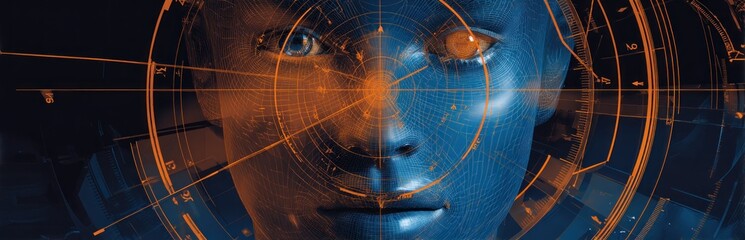 Abstract face with digital overlay