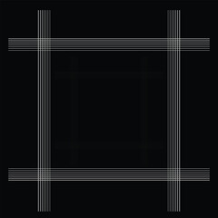 Geometric White Line Frame on Black Background. Minimalist Abstract Grid Design with Symmetry