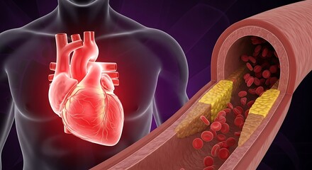 Understanding heart disease and atherosclerosis with cholesterol buildup in blood vessels system