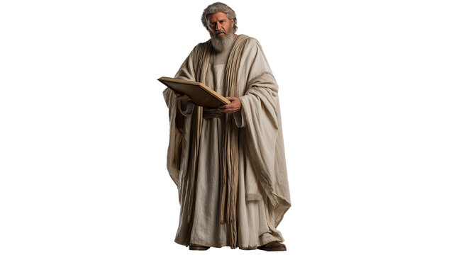Zechariah full body on transparent background, Old Testament prophet in priestly robe, biblical figure PNG isolated for Christian faith and scripture themes.
