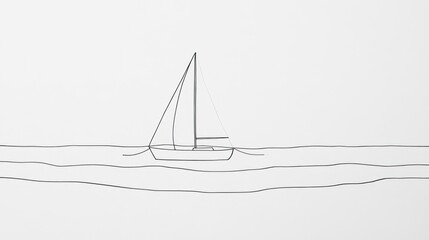 Simple line drawing of a sailboat on a wavy sea