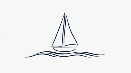 Simple line drawing of a sailboat on wavy water