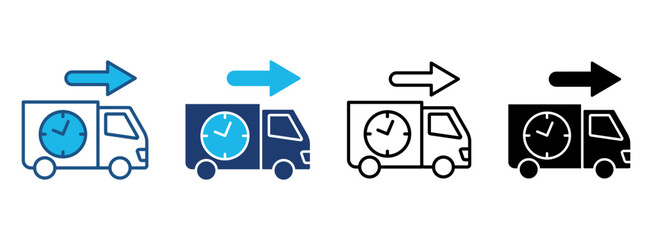 Fast Delivery Icon Set With Multiple Styles. Vector Illustration