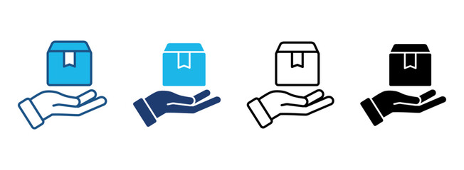 Package Icon Set With Multiple Styles. Vector Illustration