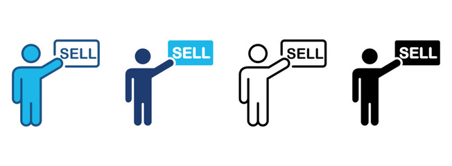 Sell Icon Set With Multiple Styles. Vector Illustration