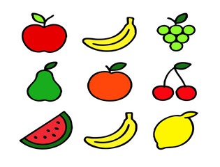 Colorful Fruit Grid – Educational Cartoon Food Icons