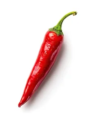 Küchenrückwand glas motiv Scharfe Chili-pfeffer Single red chili pepper, top view  © lumpia