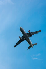 airplane in the blue sky