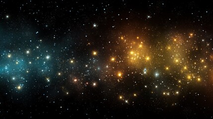 Naklejka premium Blue and orange cosmic background with glowing stars and nebula in deep space representing the universe and galaxy
