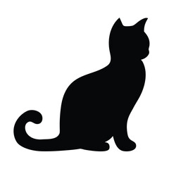 Black cat silhouette vector graphic illustration pet animal feline domestic kitty kitten design art image
