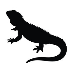 Fototapeta premium Black silhouette of a spiny lizard reptile vector illustration perfect for educational resources and design projects