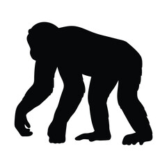 Illustration of a chimpanzee silhouette vector image for wildlife animal designs and ape concepts art