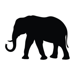 Elephant silhouette vector illustration for african wildlife design and animal conservation projects