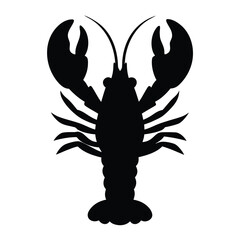 Black lobster vector illustration seafood animal crustacean silhouette design graphic art marine life ocean creature