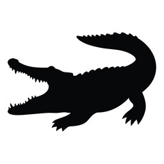 Black alligator silhouette vector illustration predatory reptile swamp animal wildlife danger predator crocodile