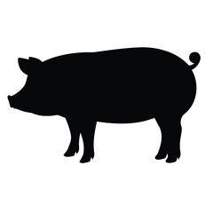 Isolated black pig silhouette vector image for farm animals livestock and agriculture design needs