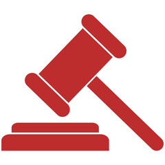 red silhouette hammer icon