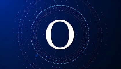 Futuristic design with the letter O and digital network connectivity abstract background