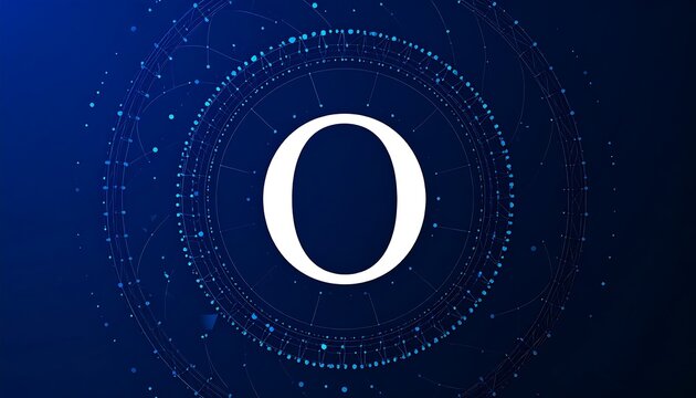 Futuristic design with the letter O and digital network connectivity abstract background