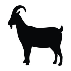 Black goat silhouette vector illustration farm animal livestock horned mammal capra aegagrus hircus