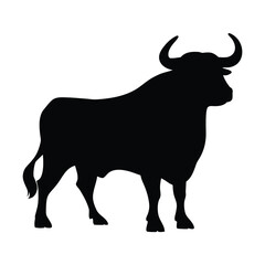Black bull silhouette vector illustration for animal lovers and graphic designers using eps format
