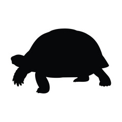 Black silhouette of a tortoise vector illustration reptile slow moving animal wildlife pet graphic art design element