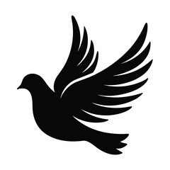 Flying dove silhouette vector illustration peace and freedom symbol bird design element graphic art