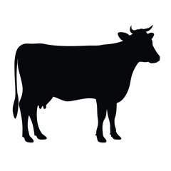 Cow silhouette vector graphic illustration dairy farm animal livestock cattle design graphic art image stock