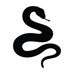 Black snake silhouette vector illustration serpent reptile viper cobra python animal design drawing, art
