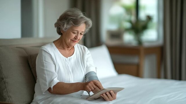 Nurse checking pulse while reading a chart for patient care