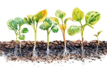 Plant illustration watercolor seedling.