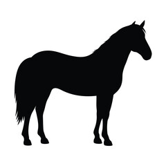 Horse silhouette vector illustration for equestrian design and animal art projects black mustang image