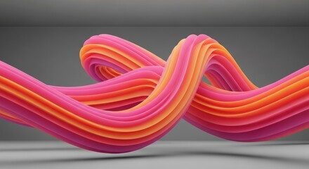 Wavy, striped, colorful gradient shape against a neutral background